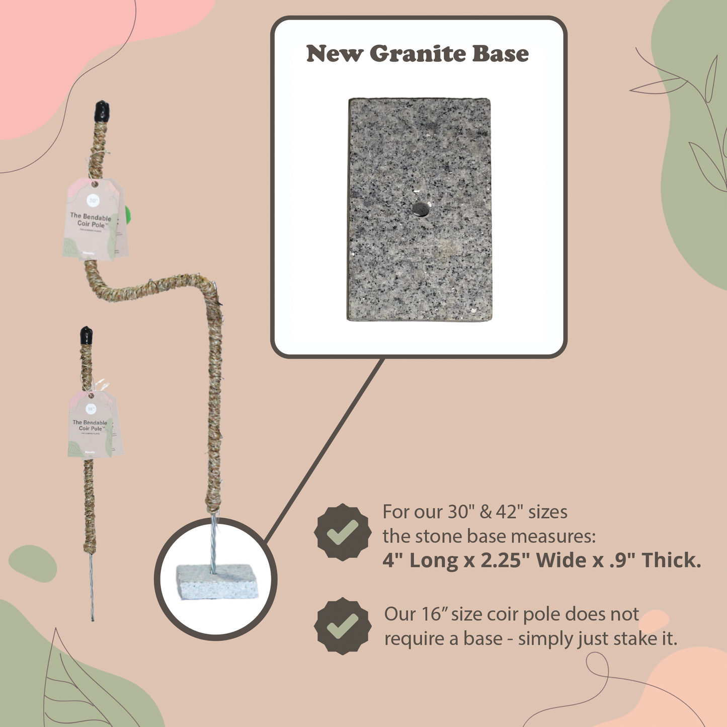 Original Bendable Coir Pole™ - Climbing Plants - Best Seller